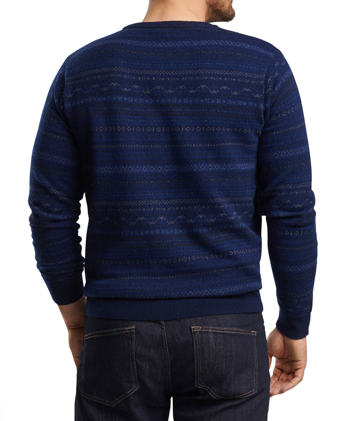 Peter Millar Midnight Fair Isle Crew Pullover Sweater, Men's Big & Tall