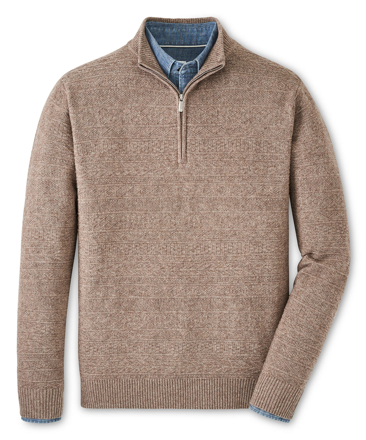 Peter Millar Crescent Texture Quarter Zip Pullover Sweater, Men's Big & Tall