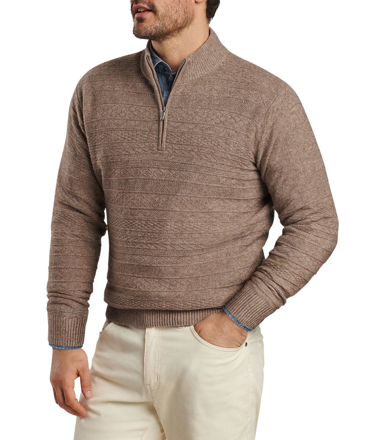 Peter Millar Crescent Texture Quarter Zip Pullover Sweater, Men's Big & Tall