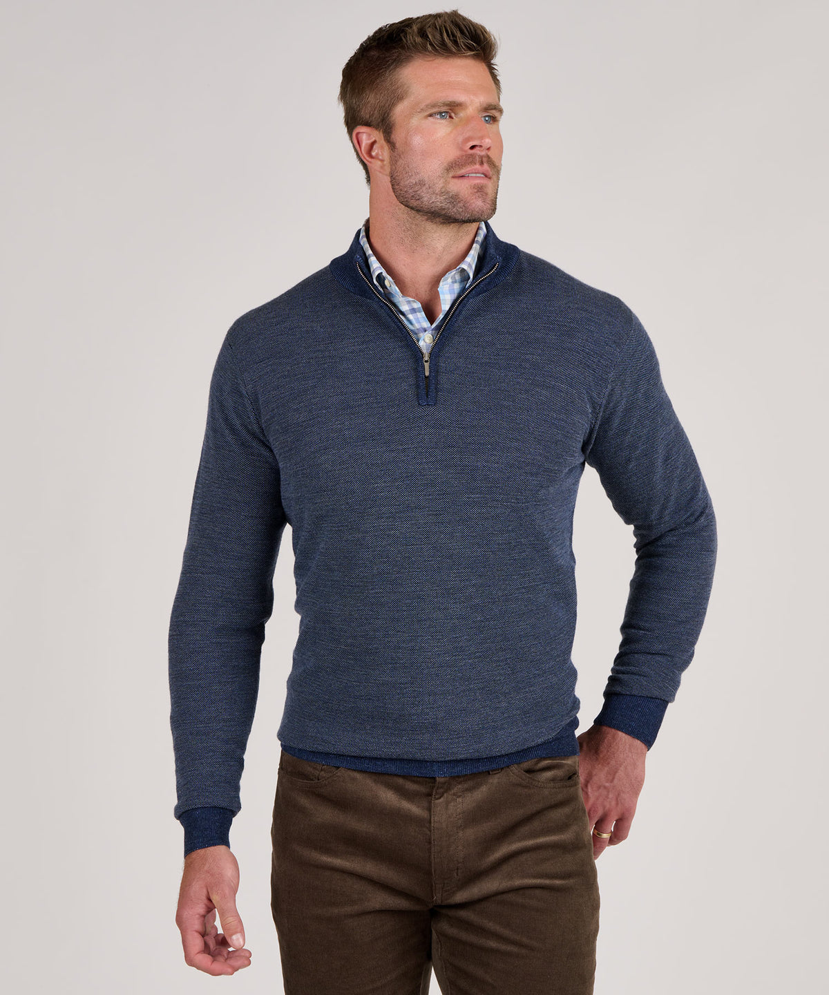 Peter Millar Birdseye Quarter Zip Pullover Sweater, Men's Big & Tall