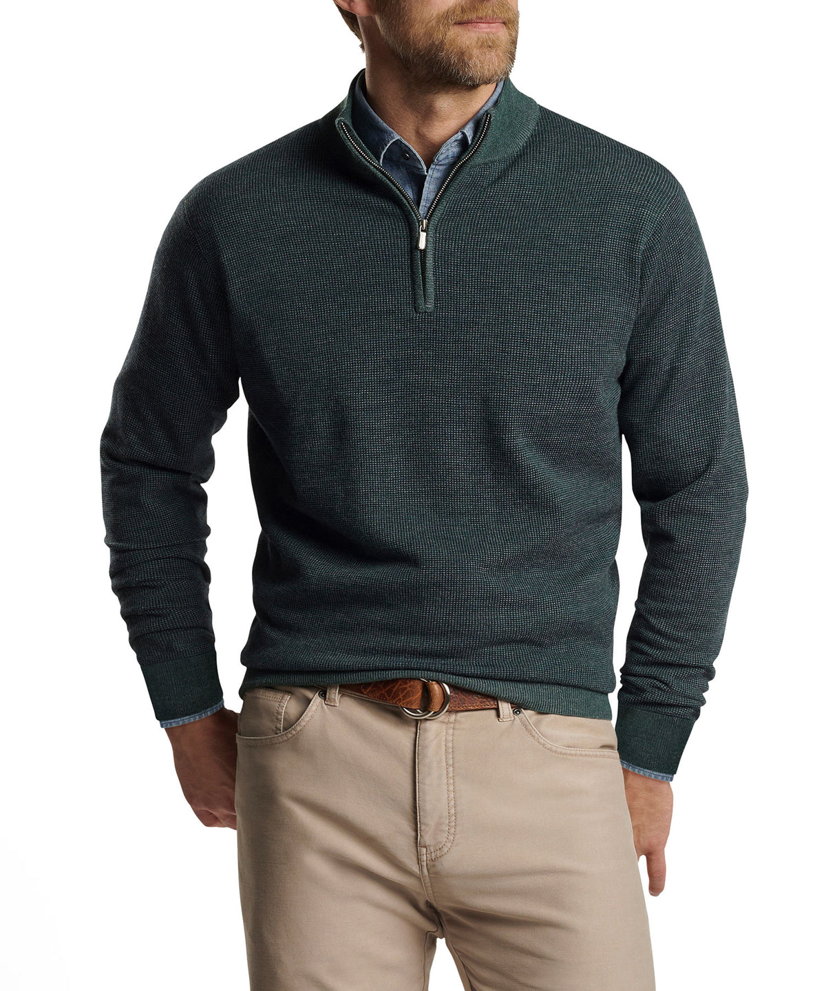 Peter Millar Birdseye Quarter Zip Pullover Sweater, Men's Big & Tall