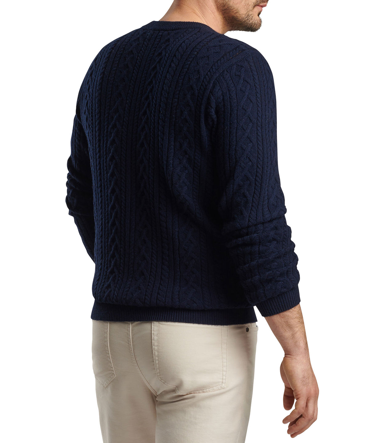 Peter Millar Crescent Ridge Cable Crew Pullover Sweater, Men's Big & Tall