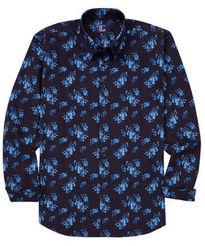 Westport No-Tuck Long Sleeve Button Under Spread Collar Stretch Performance 'Winter Flowers' Print Sport Shirt