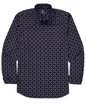 Westport No-Tuck Long Sleeve Button Under Spread Collar Stretch Performance 'Iconic' Print Sport Shirt