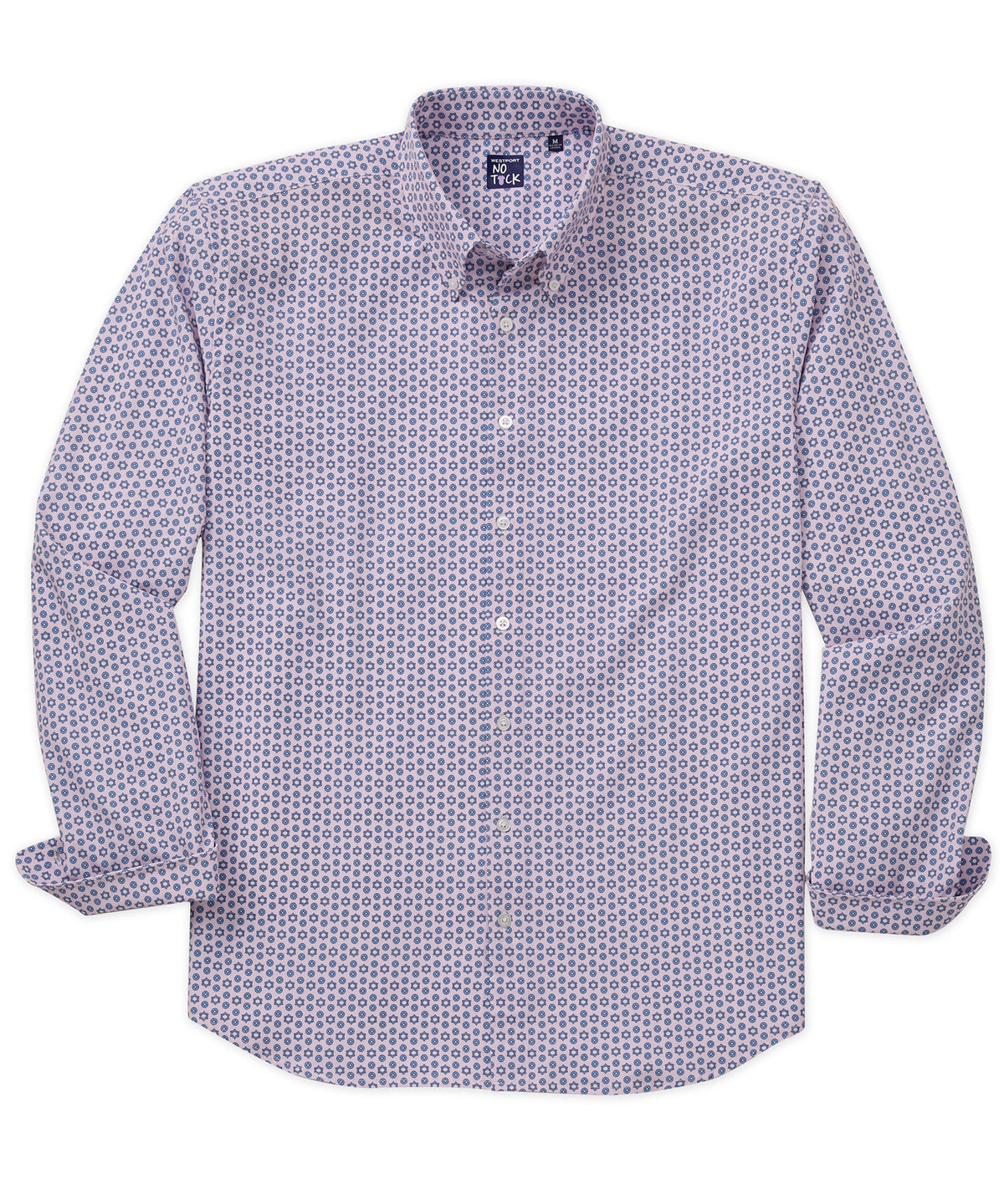 Westport No-Tuck Long Sleeve Button Down Collar Stretch Performance 'Shapes' Sport Shirt, Men's Big & Tall