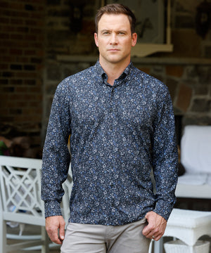 Westport No-Tuck Long Sleeve Button Down Collar Stretch Performance Floral Print Sport Shirt