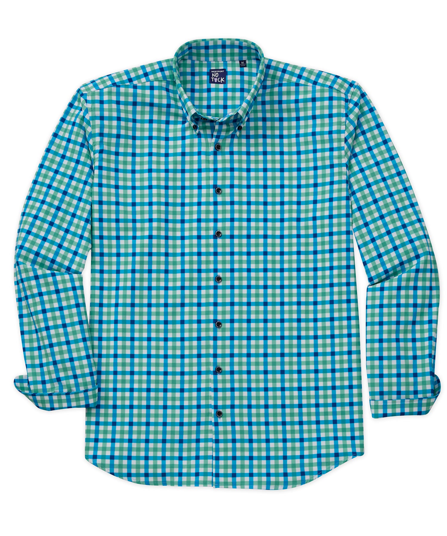 NWT Southern Proper Teal Gingham 2024 Print Men's Button-Up Shirt