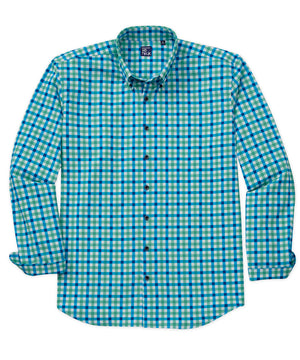 Westport No-Tuck Long Sleeve Button Down Collar Stretch Performance Plaid Print Sport Shirt