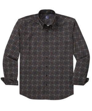 Westport No-Tuck Long Sleeve Button Under Spread Collar Stretch Performance 'Smoky Haze' Print Sport Shirt