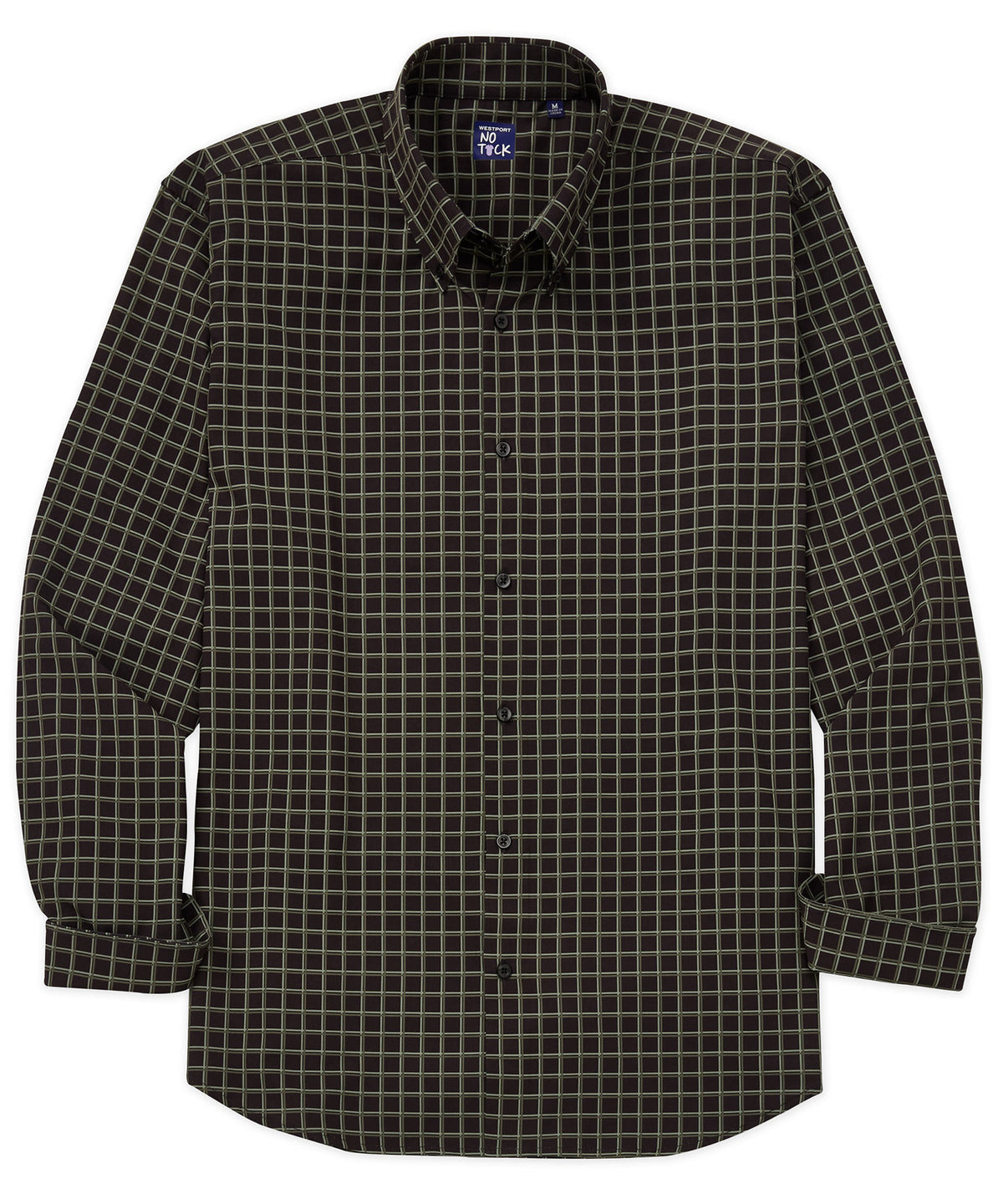 Westport No-Tuck Long Sleeve Button Down Collar Stretch Performance Grid Check Print Sport Shirt, Men's Big & Tall