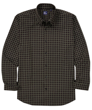 Westport No-Tuck Long Sleeve Button Down Collar Stretch Performance Grid Check Print Sport Shirt