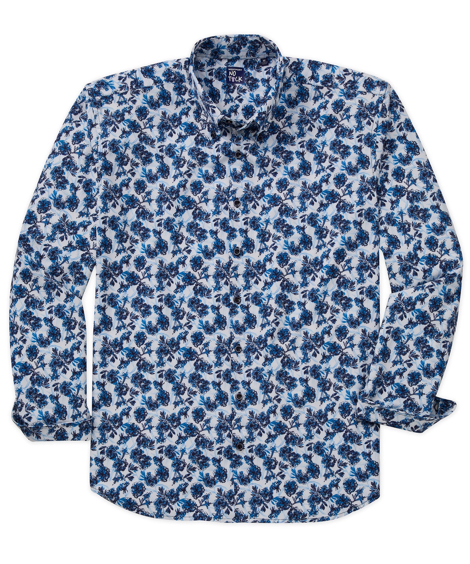 Westport No-Tuck Long Sleeve Button Down Collar Stretch Performance Floral Print Sport Shirt