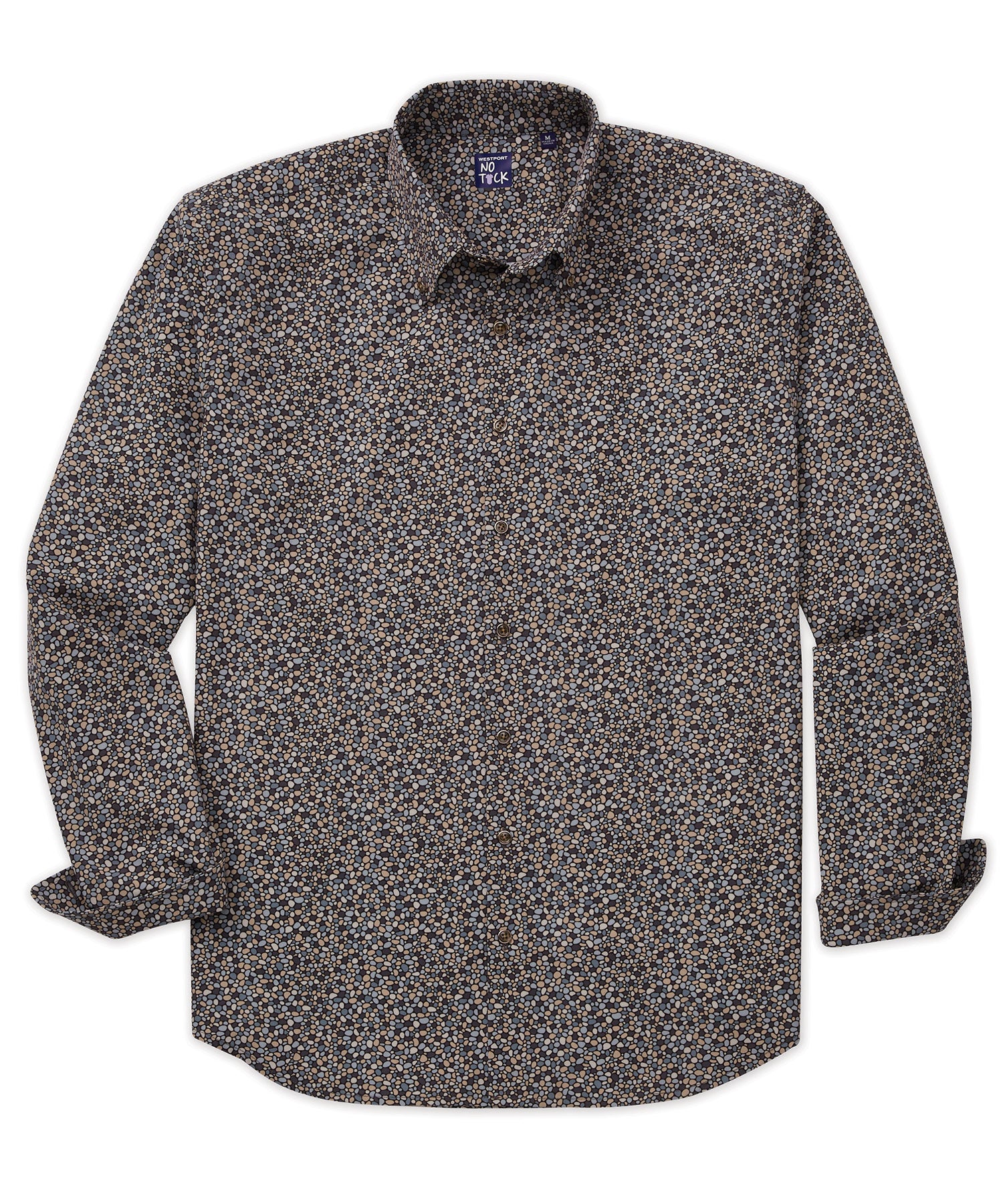 Westport No-Tuck Long Sleeve Button Down Collar Stretch Performance 'Pebbles' Sport Shirt