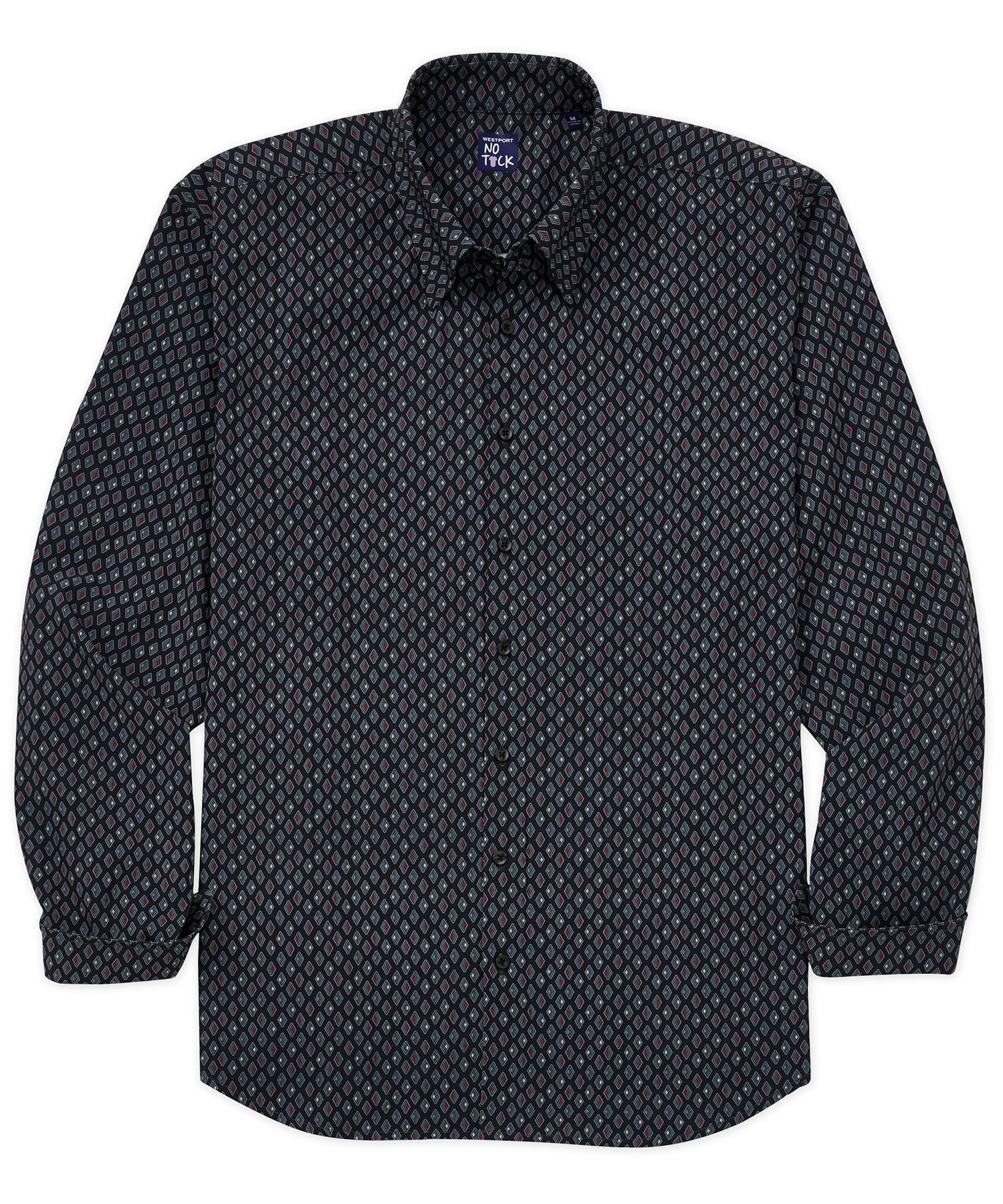 Westport No-Tuck Long Sleeve Button Under Spread Collar Stretch Performance 'Diamonds Are Forever' Sport Shirt