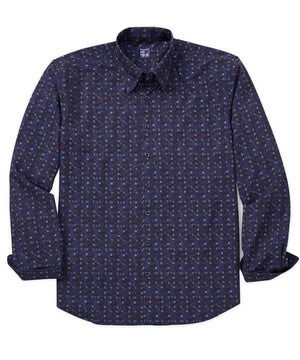 Westport No-Tuck Long Sleeve Button Under Spread Collar Stretch Performance 'Hand Drawn Squares' Sport Shirt