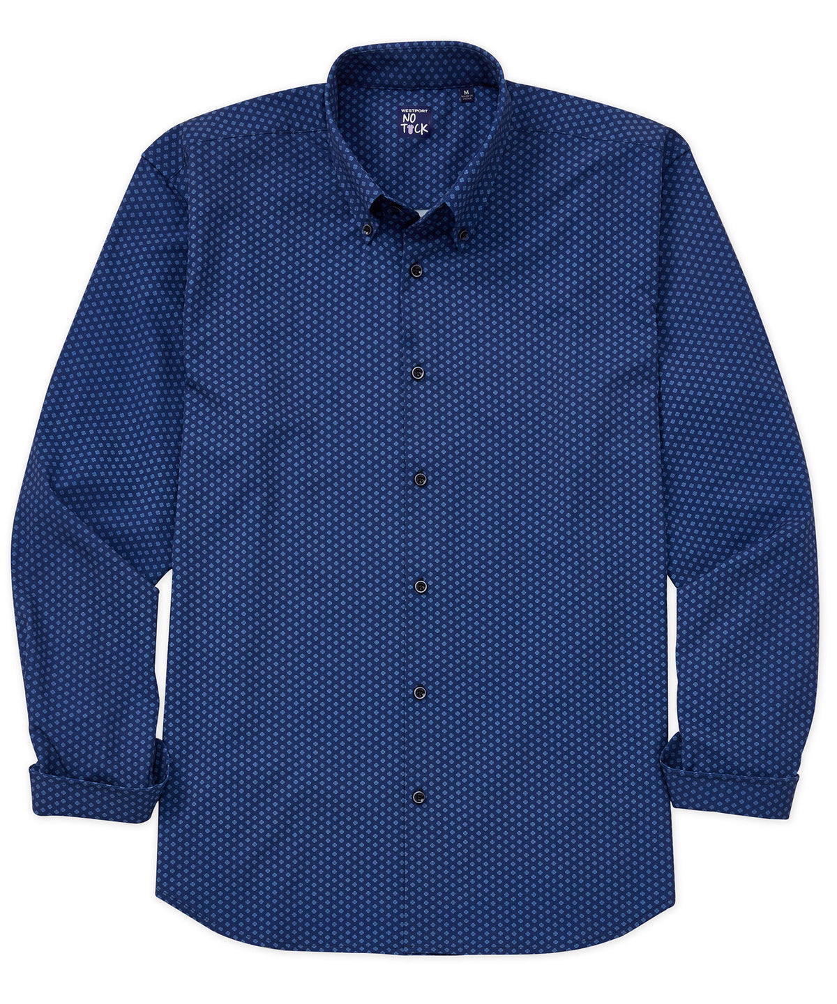 Westport No-Tuck Long Sleeve Button Down Collar Stretch Performance 'Boxed Apertures' Print Sport Shirt, Men's Big & Tall