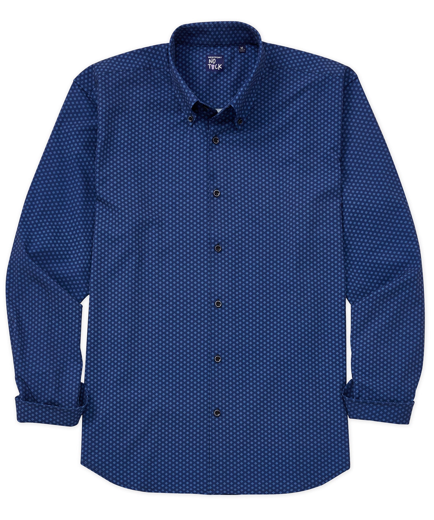 Westport No-Tuck Long Sleeve Button Down Collar Stretch Performance 'Boxed Apertures' Print Sport Shirt