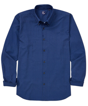 Westport No-Tuck Long Sleeve Button Down Collar Stretch Performance 'Boxed Apertures' Print Sport Shirt