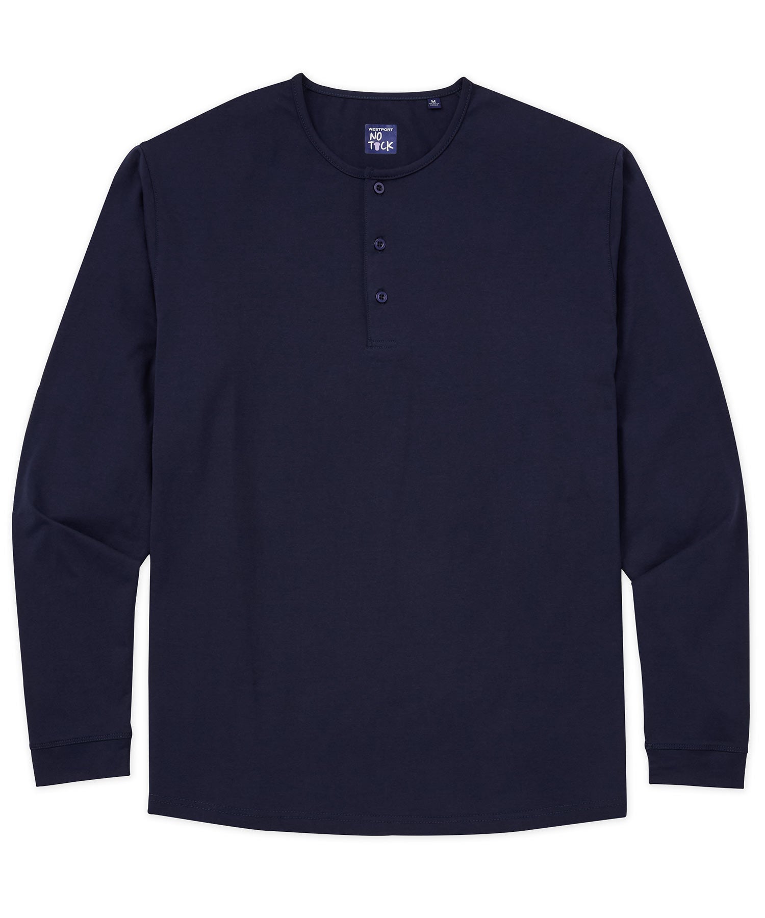 Westport No-Tuck Long Sleeve Stretch Cotton Crew Neck Henley