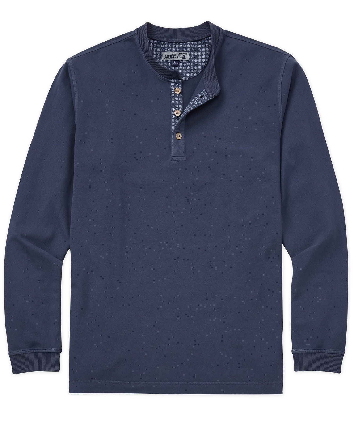 Westport Lifestyle Long Sleeve Cotton Pique Henley, Men's Big & Tall