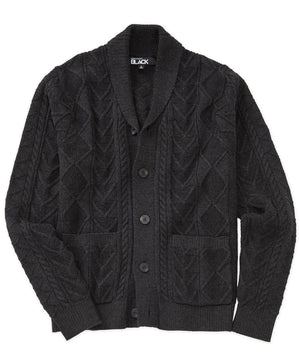 Westport Black Aztec Cable Cardigan Sweater