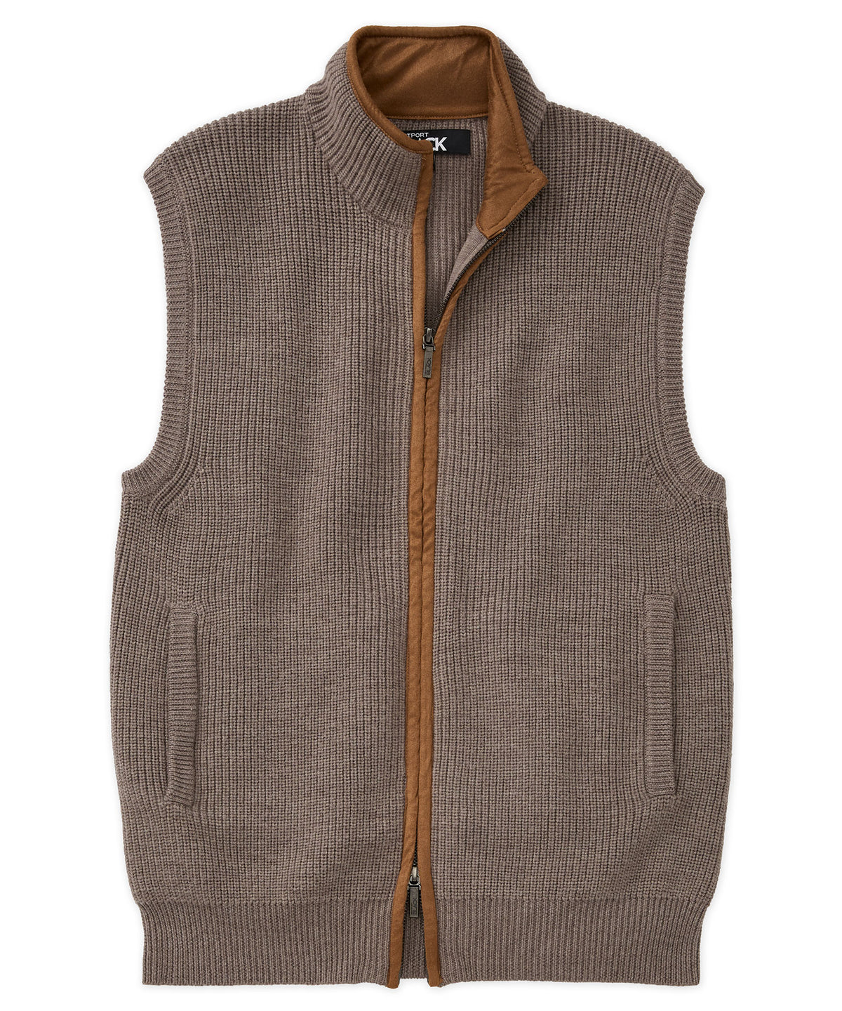 Westport Black Ribbed Merino Full Zip Vest, Men's Big & Tall