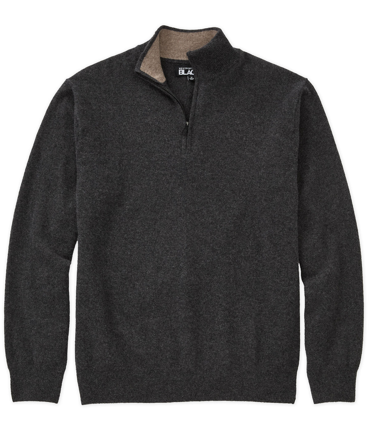 Westport Black Cashmere Quarter-Zip Pullover Sweater, Men's Big & Tall