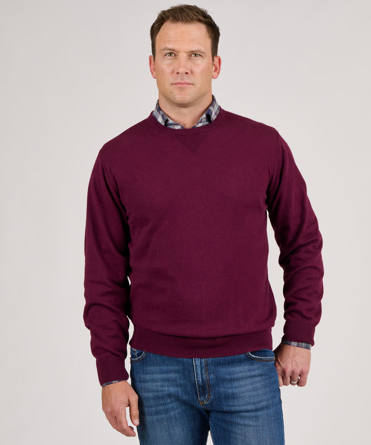 Westport Lifestyle Iconic Keyhole Cotton Cashmere Crew Pullover Sweater, Men's Big & Tall