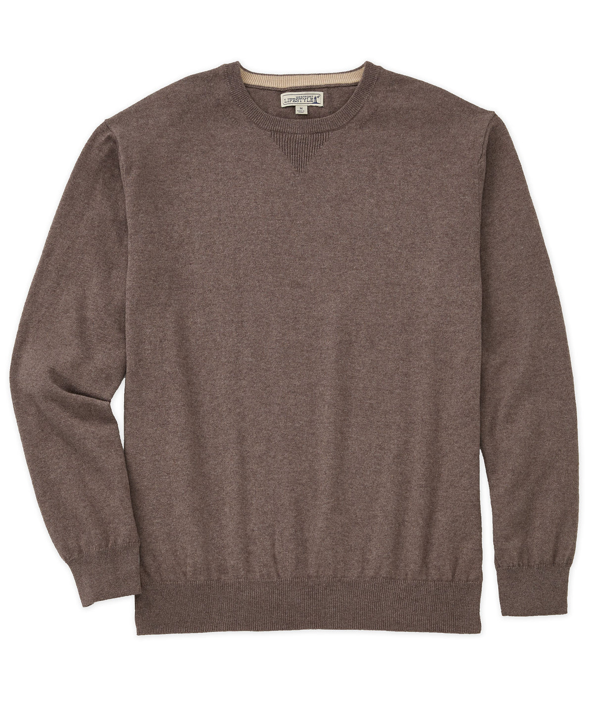 Westport Lifestyle Iconic Keyhole Cotton Cashmere Crew Pullover Sweater, Men's Big & Tall