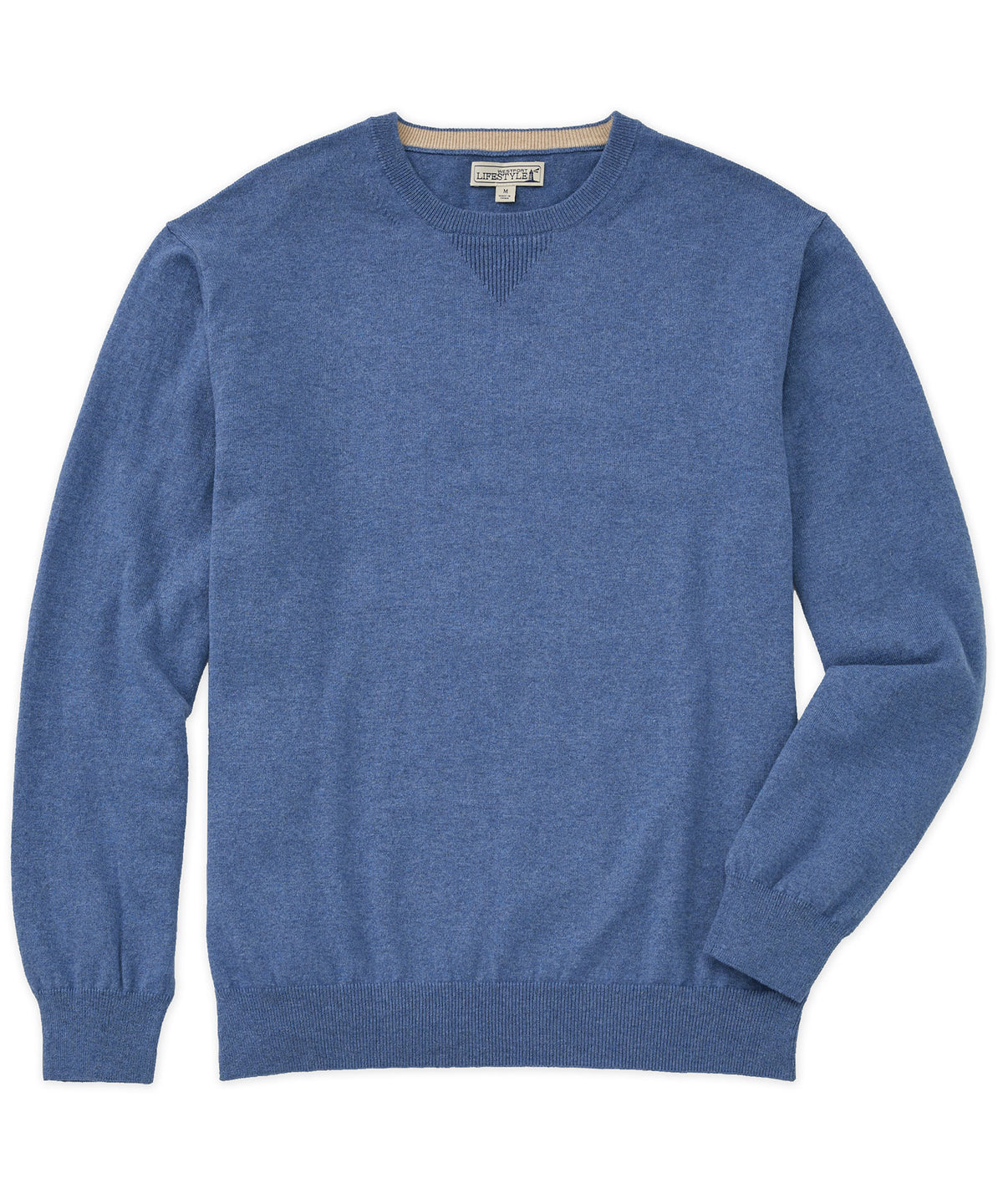 Westport Lifestyle Iconic Keyhole Cotton Cashmere Crew Pullover Sweater, Men's Big & Tall