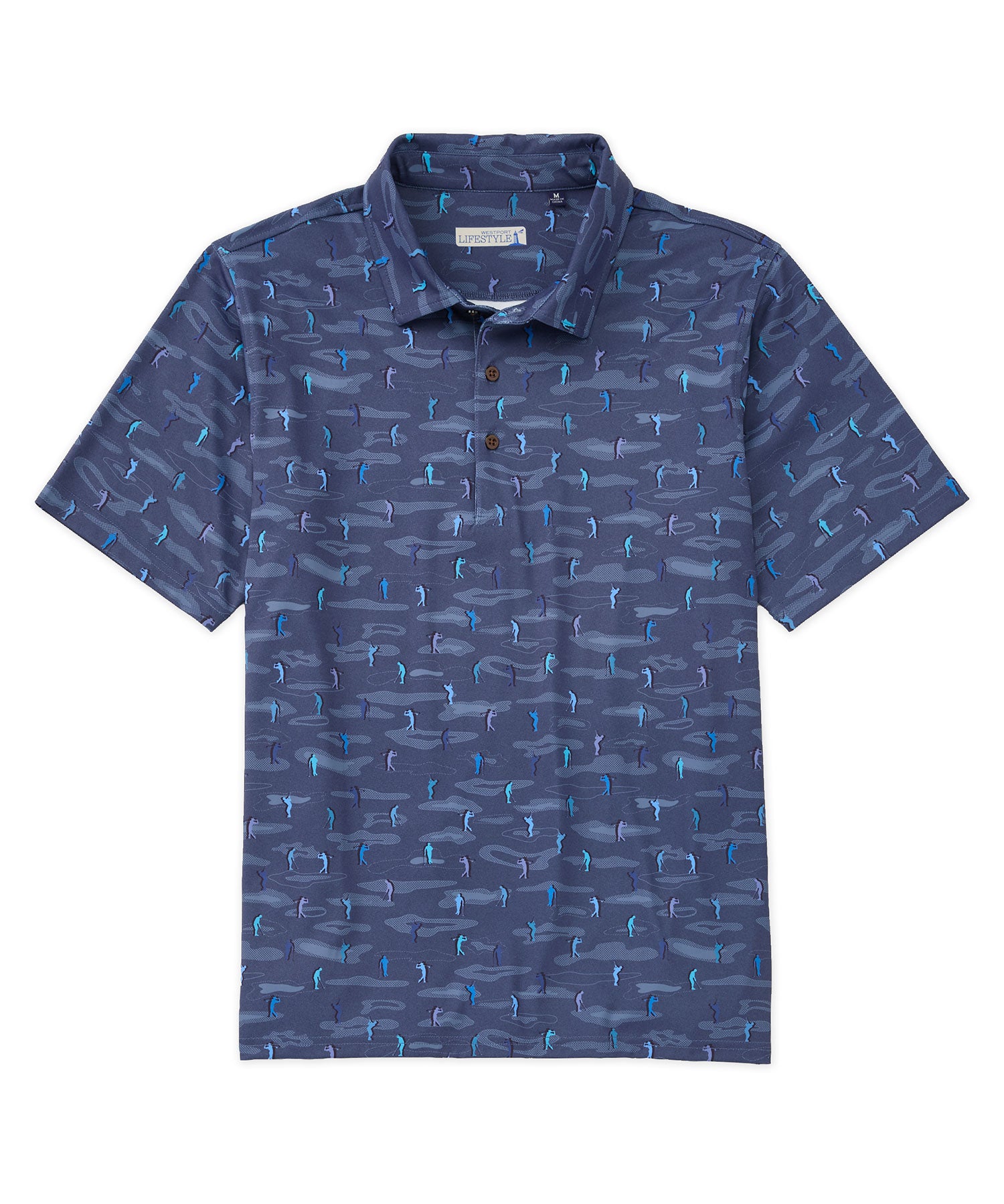 Westport Lifestyle Short Sleeve 'Golfer' Printed Performance Polo Knit Shirt