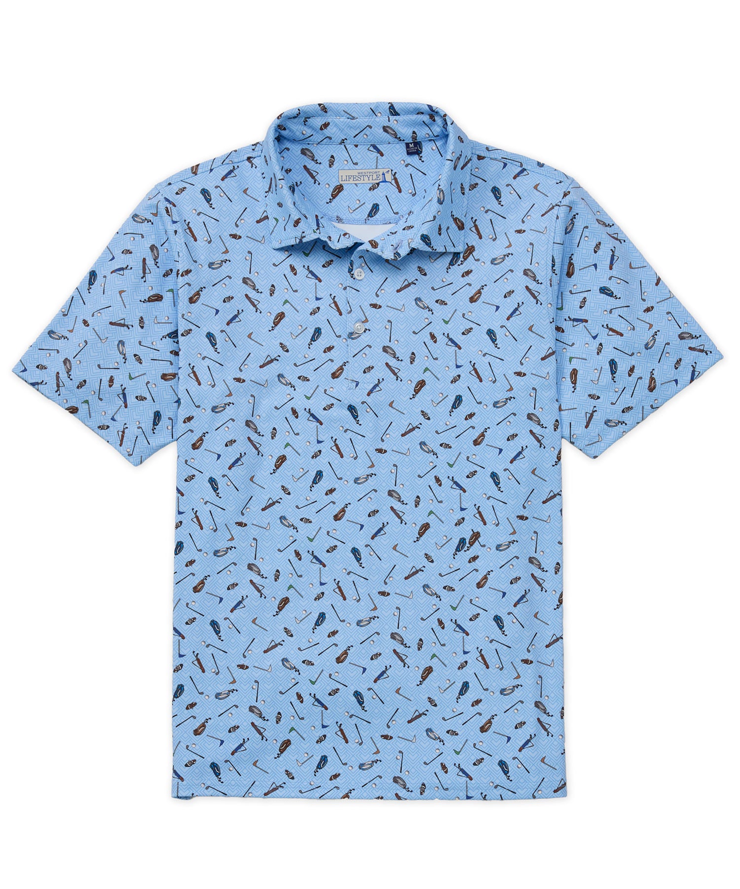 Westport Lifestyle Short Sleeve 'Club & Ball' Printed Performance Polo Knit Shirt