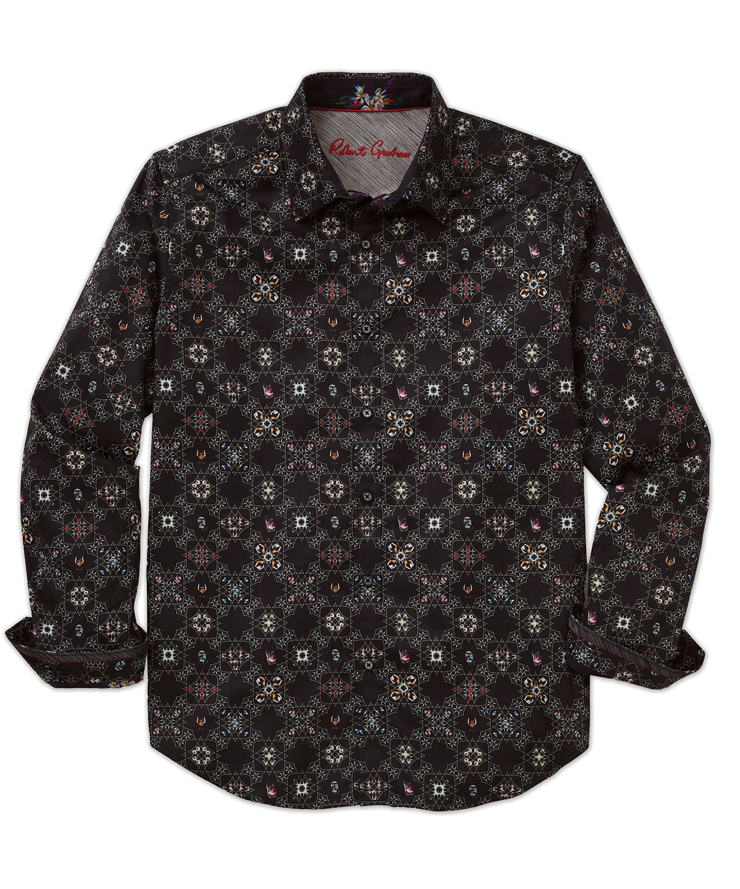 NWT Robert Graham long sleeve art deco Lewisville burgundy good print shirt medium