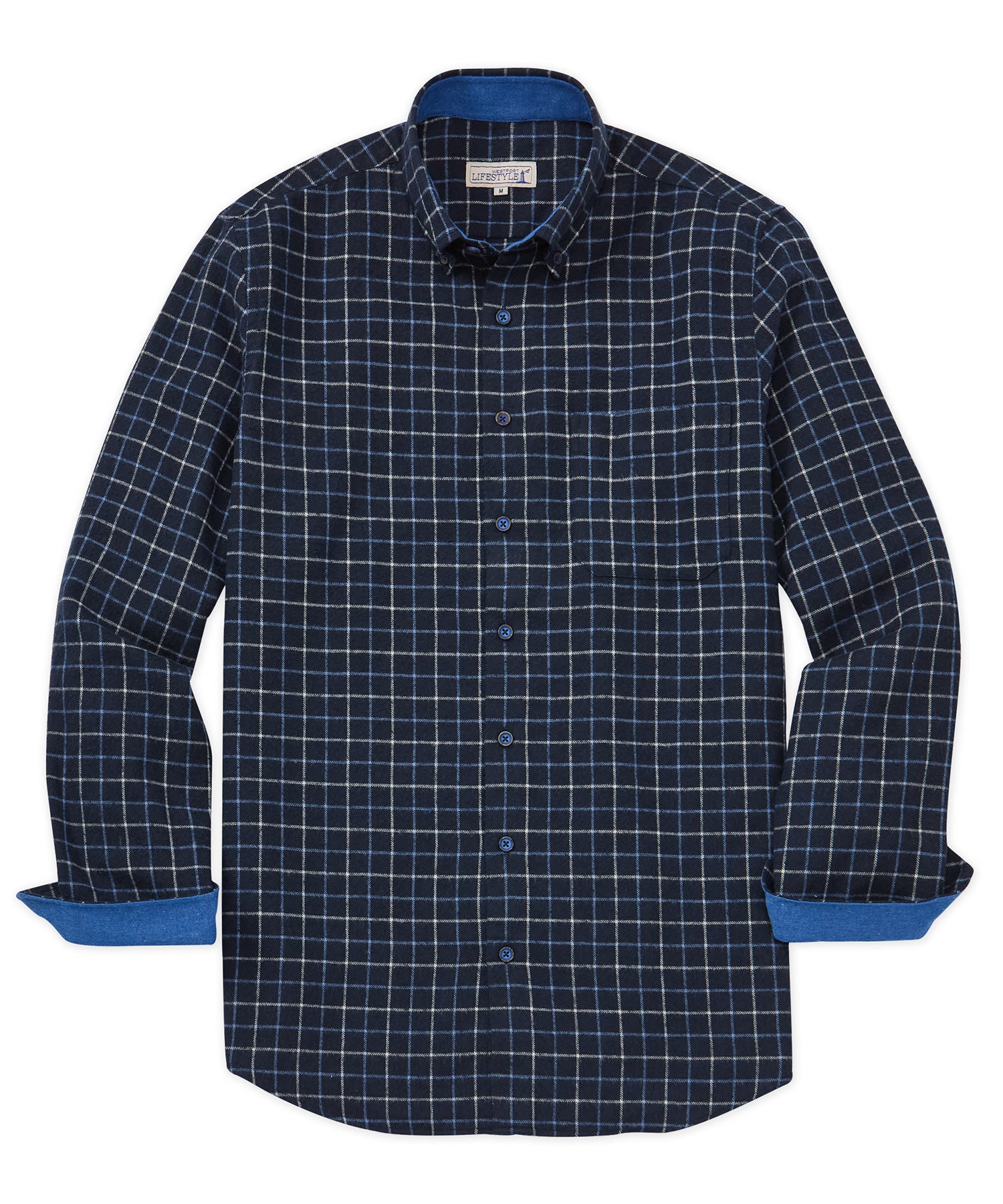 Westport Lifestyle Long Sleeve Button Down Collar Flannel Sport Shirt, Men's Big & Tall