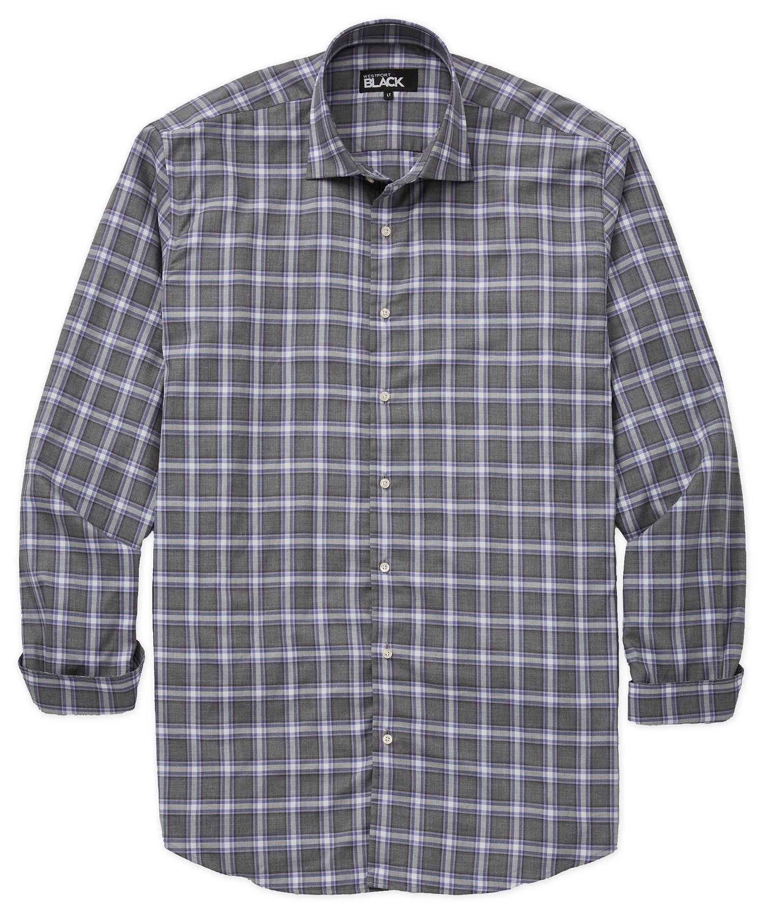 Westport Black Long Sleeve Spread Collar Windowpane Plaid Sport Shirt