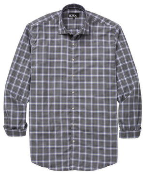 Westport Black Long Sleeve Spread Collar Windowpane Plaid Sport Shirt