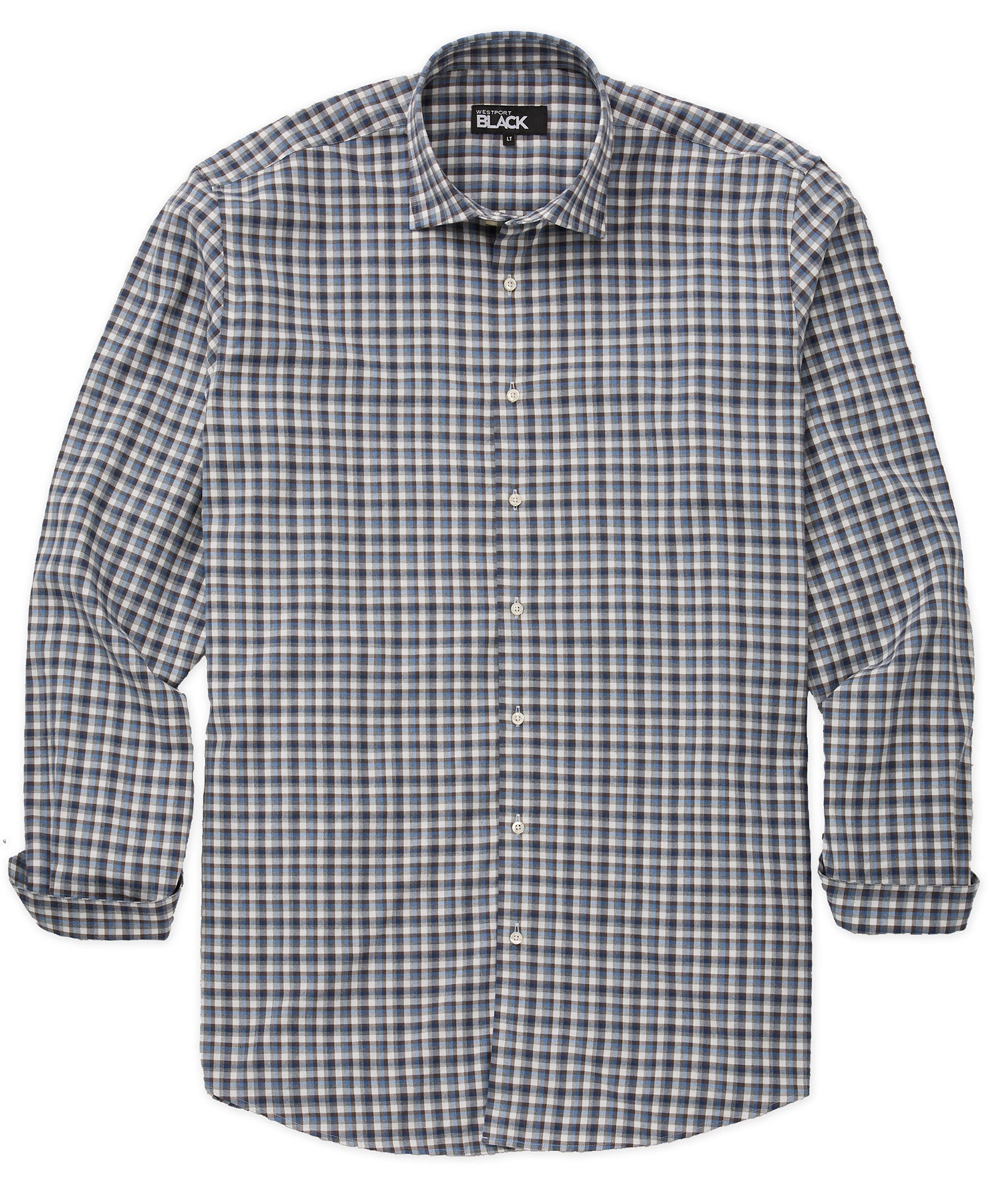 Westport Black Long Sleeve Spread Collar Plaid Sport Shirt