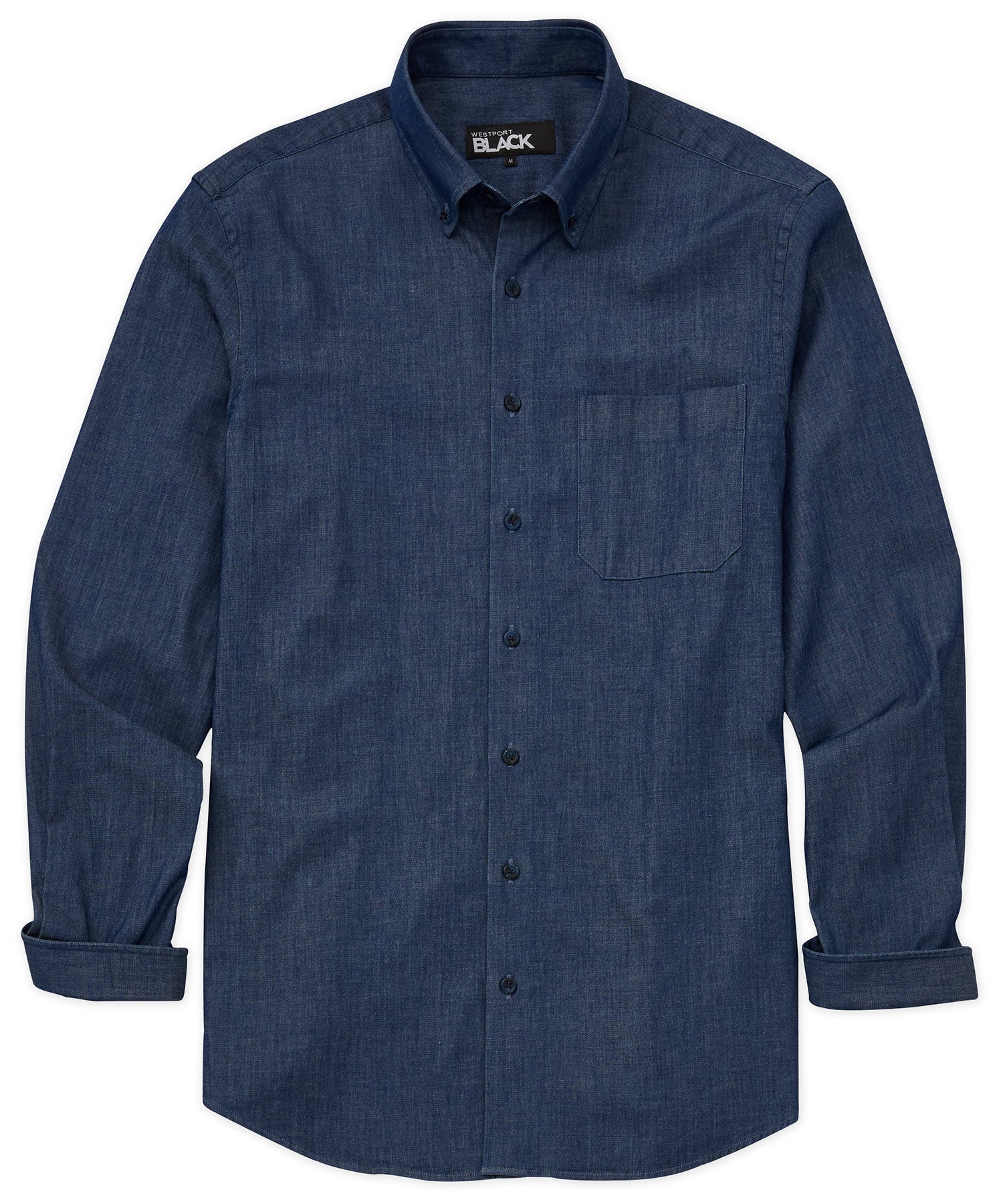 Westport Black Long Sleeve Button Down Collar Denim Shirt