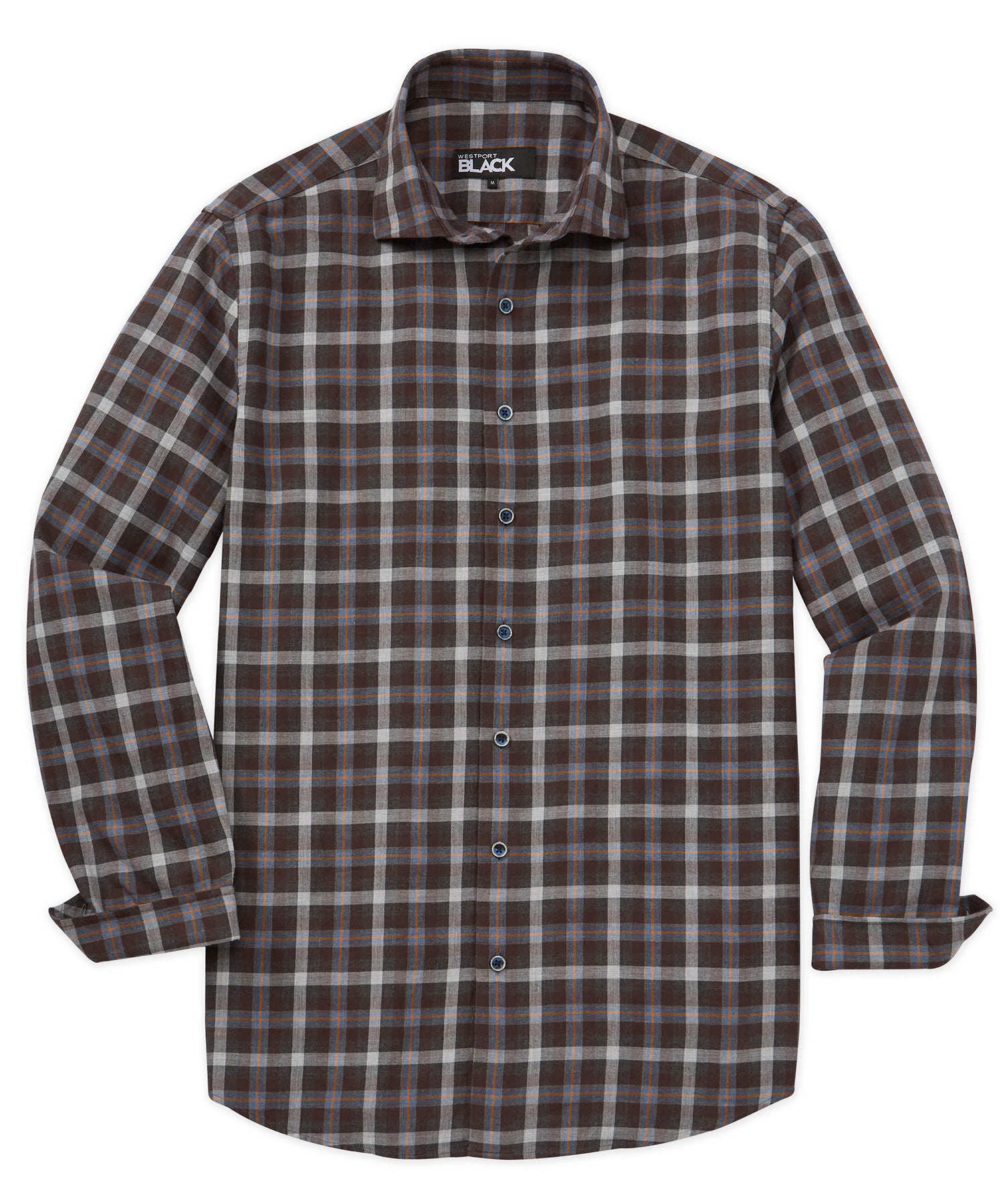 Westport Black Long Sleeve Spread Collar Plaid Sport Shirt, Men's Big & Tall