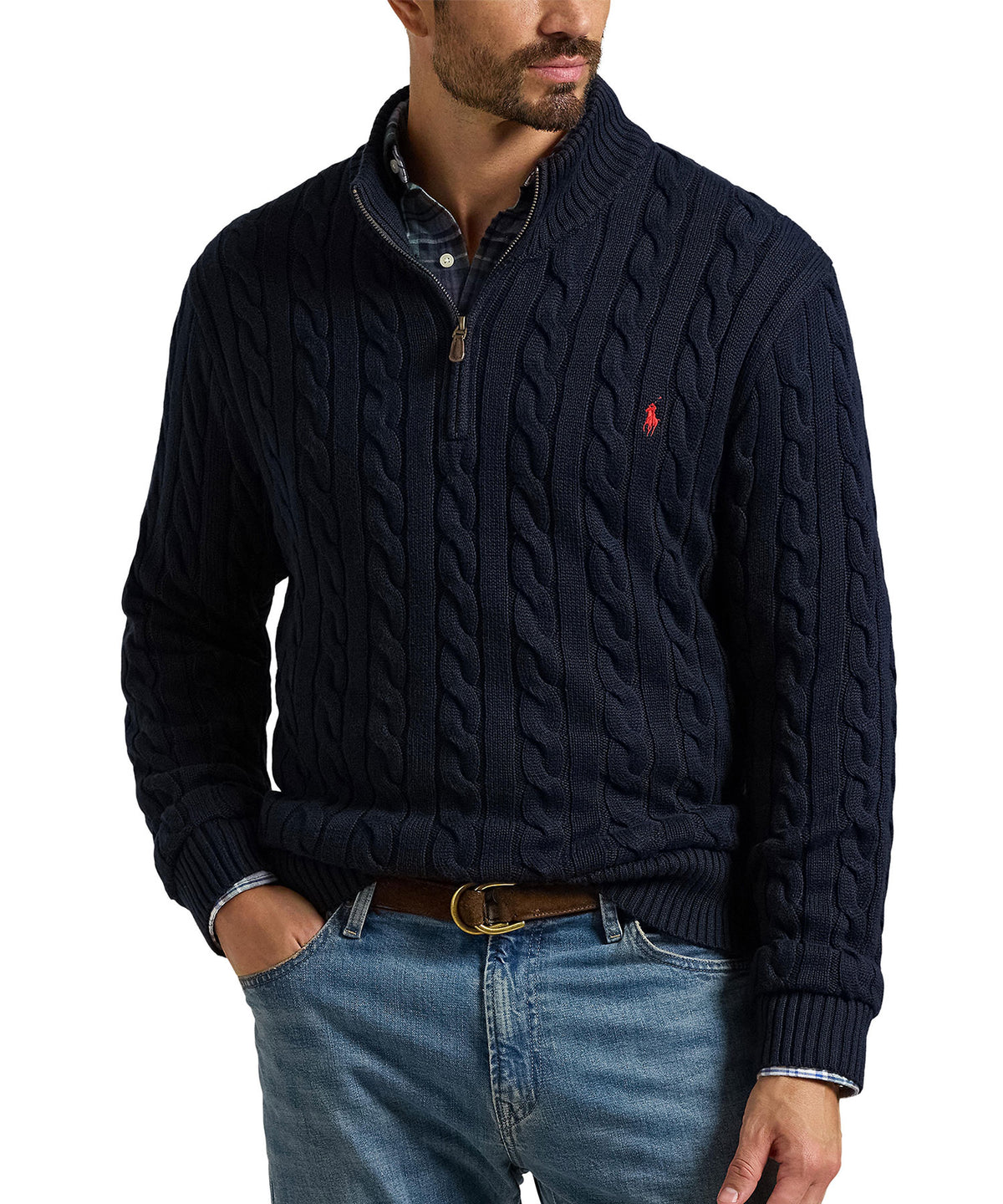 Polo Ralph Lauren Cotton Cable Half-Zip Pullover Sweater, Men's Big & Tall