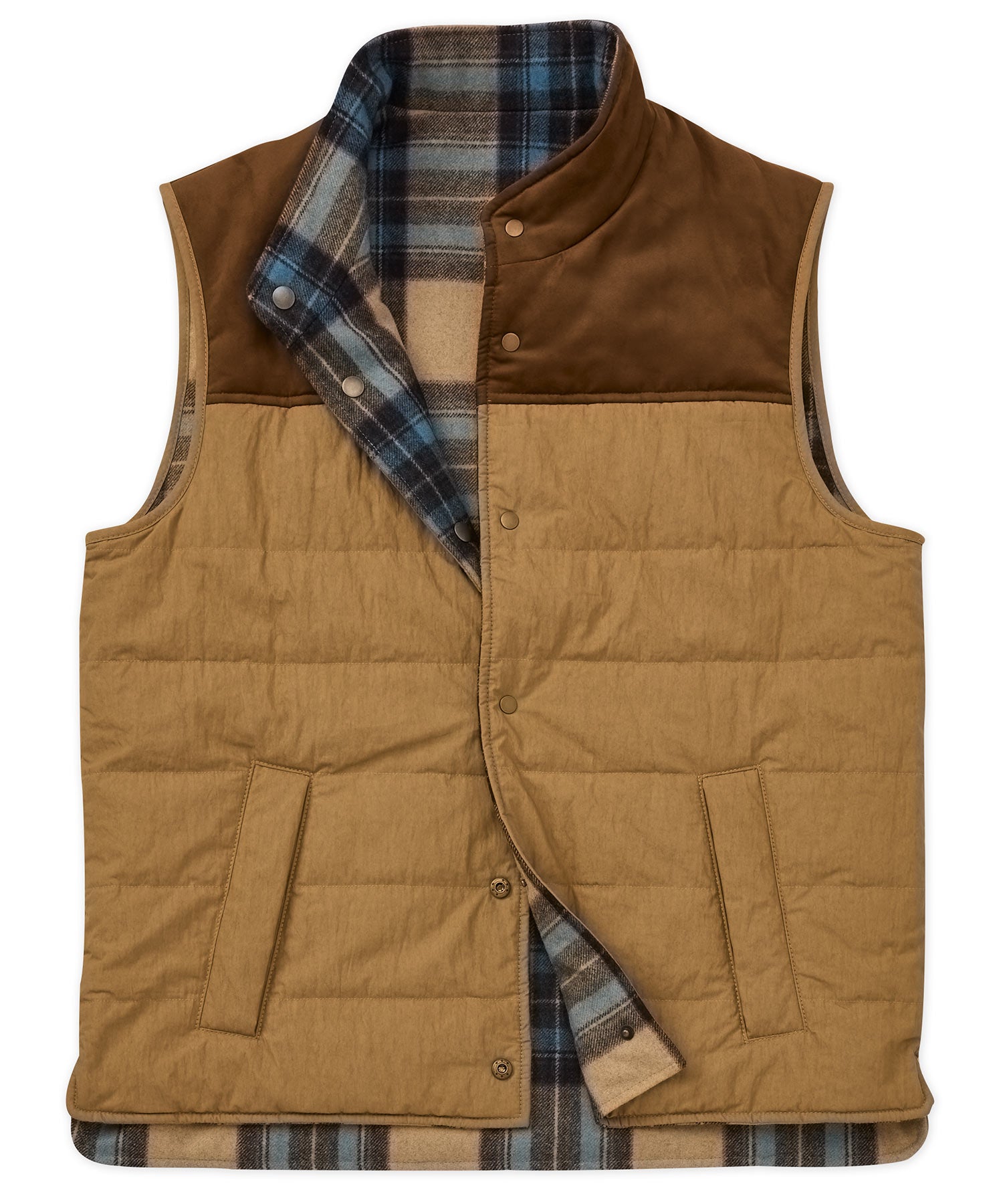 Westport Black Reversible Quilted Plaid Vest