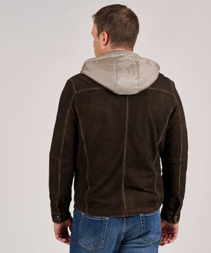 Westport Black Suede Jacket with Removable Hood