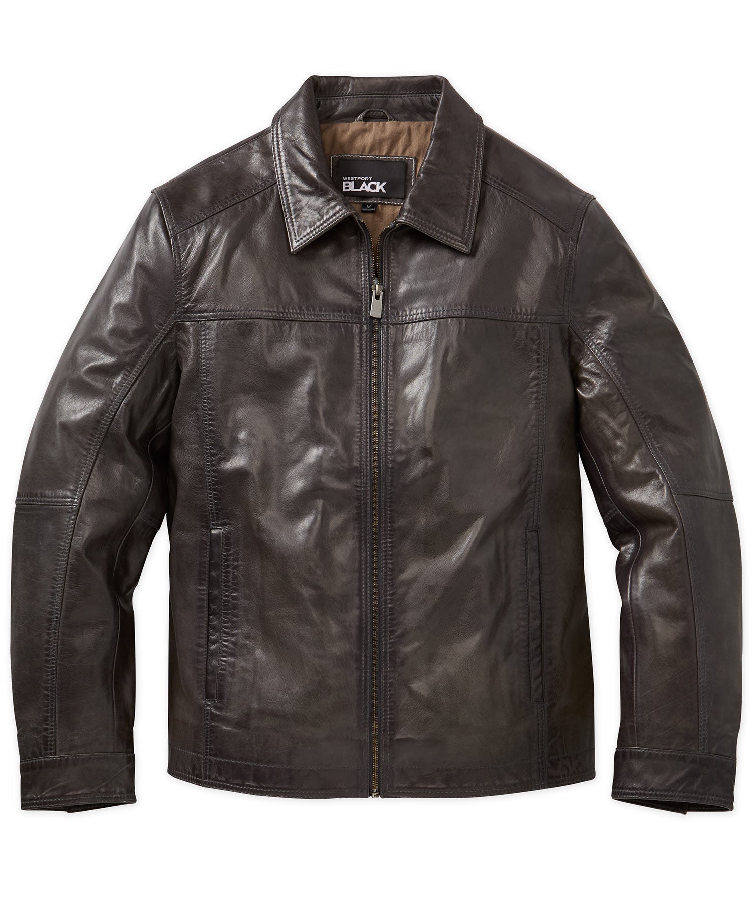 Westport Black Premium Bomber Leather Jacket, Men's Big & Tall