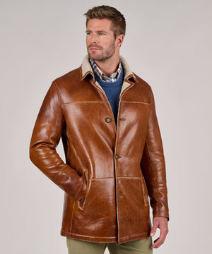 Westport Black Lamb Leather Mid-Length Jacket with Sherpa Lining