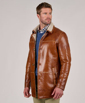 Westport Black Lamb Leather Mid-Length Jacket with Sherpa Lining