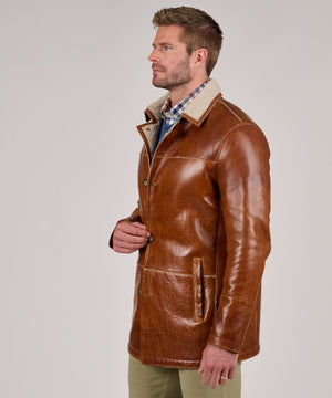 Westport Black Lamb Leather Mid-Length Jacket with Sherpa Lining