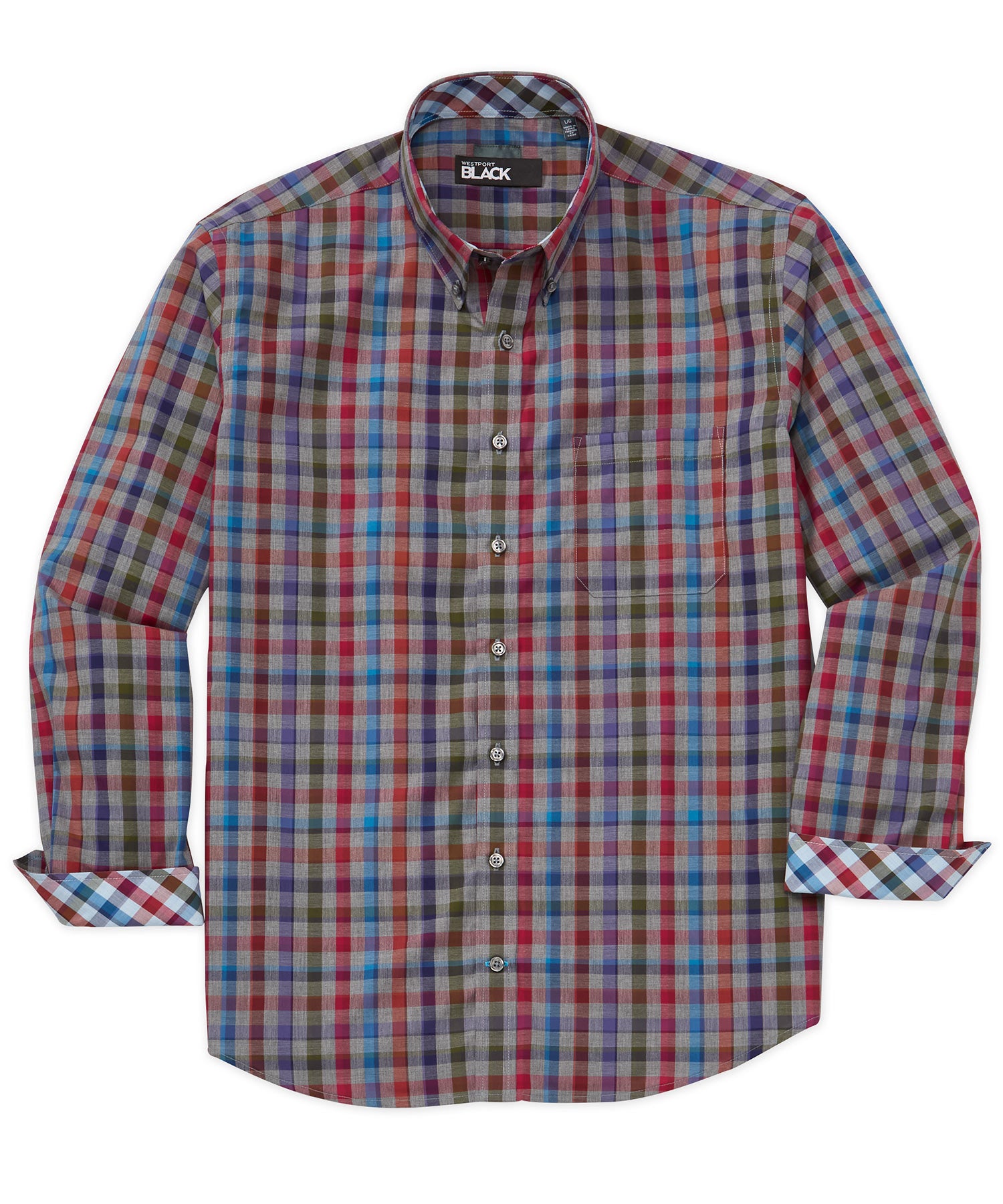 Leo Chevalier Long Sleeve Button Down Collar Plaid Sport Shirt