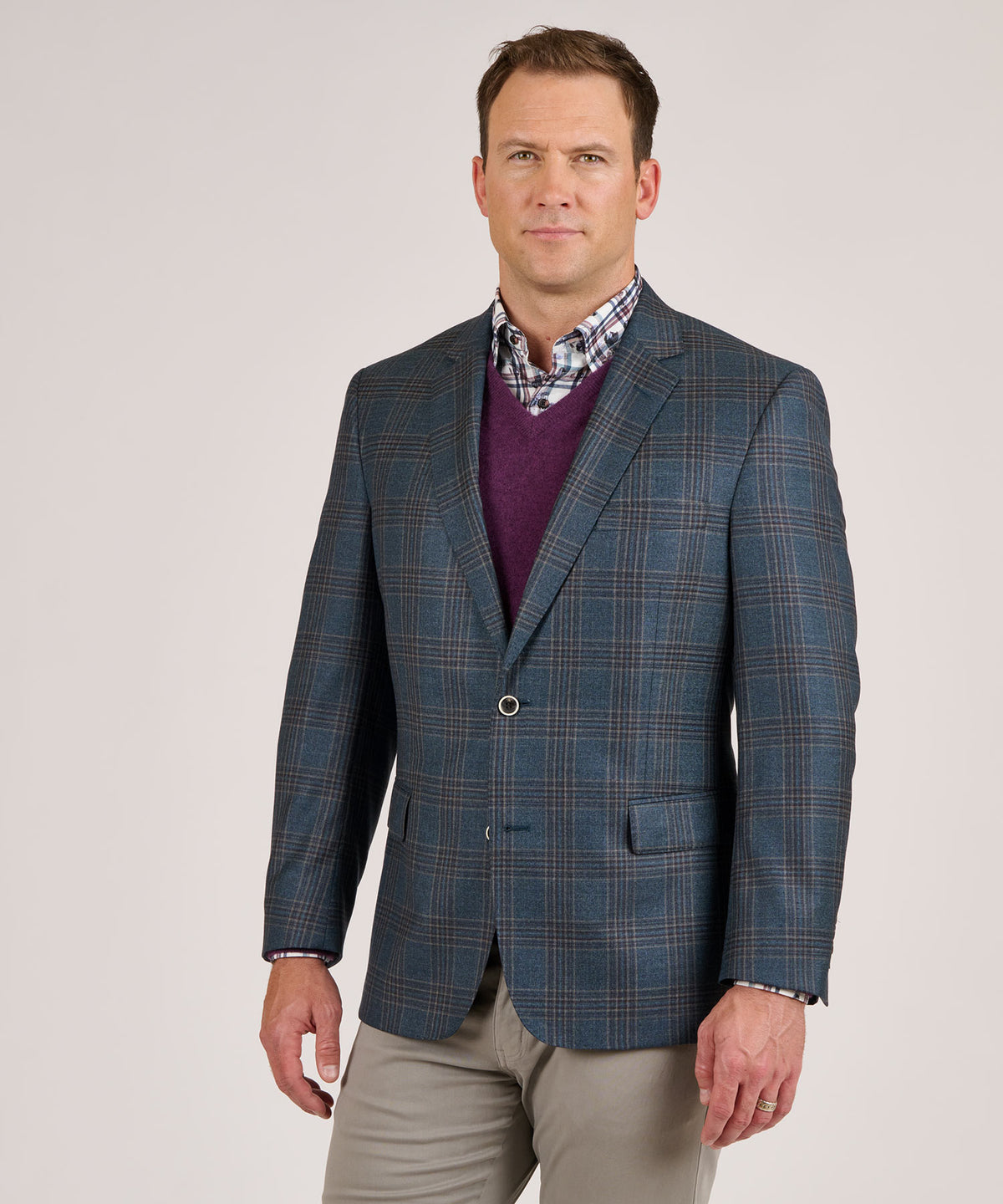 Westport Black Two-Button Side Vented Plaid Sport Coat, Men's Big & Tall