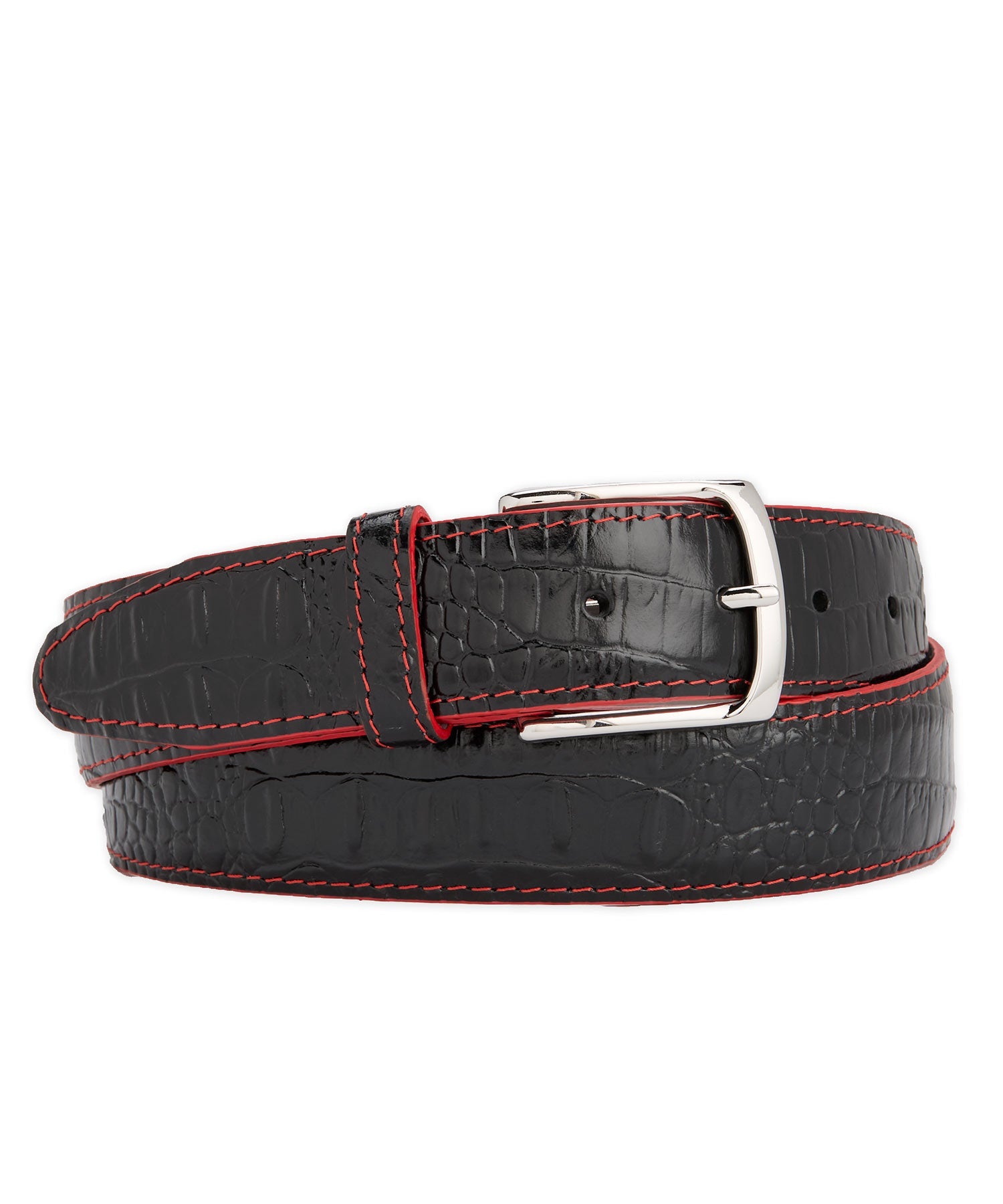 Westport Black Italian Calfskin 35mm Crocodile Belt, Men's Big & Tall