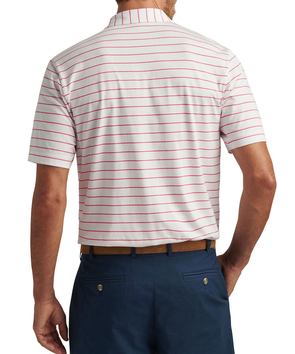 Peter Millar Short Sleeve Ross Stripe Polo Knit Shirt, Men's Big & Tall